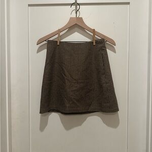 Wilfred, Aritzia,  Brown Checkered Mini Skirt, plaid, houndstooth